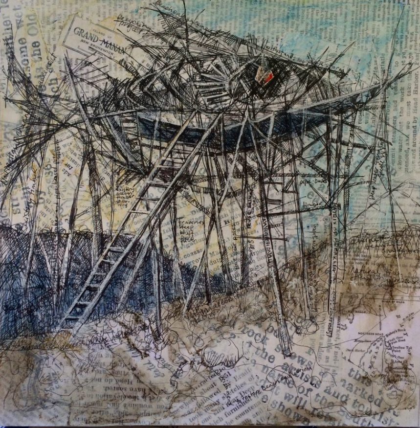 Whale Cove Seawall Enhancement Proposal Mixed Media 12" x 12"