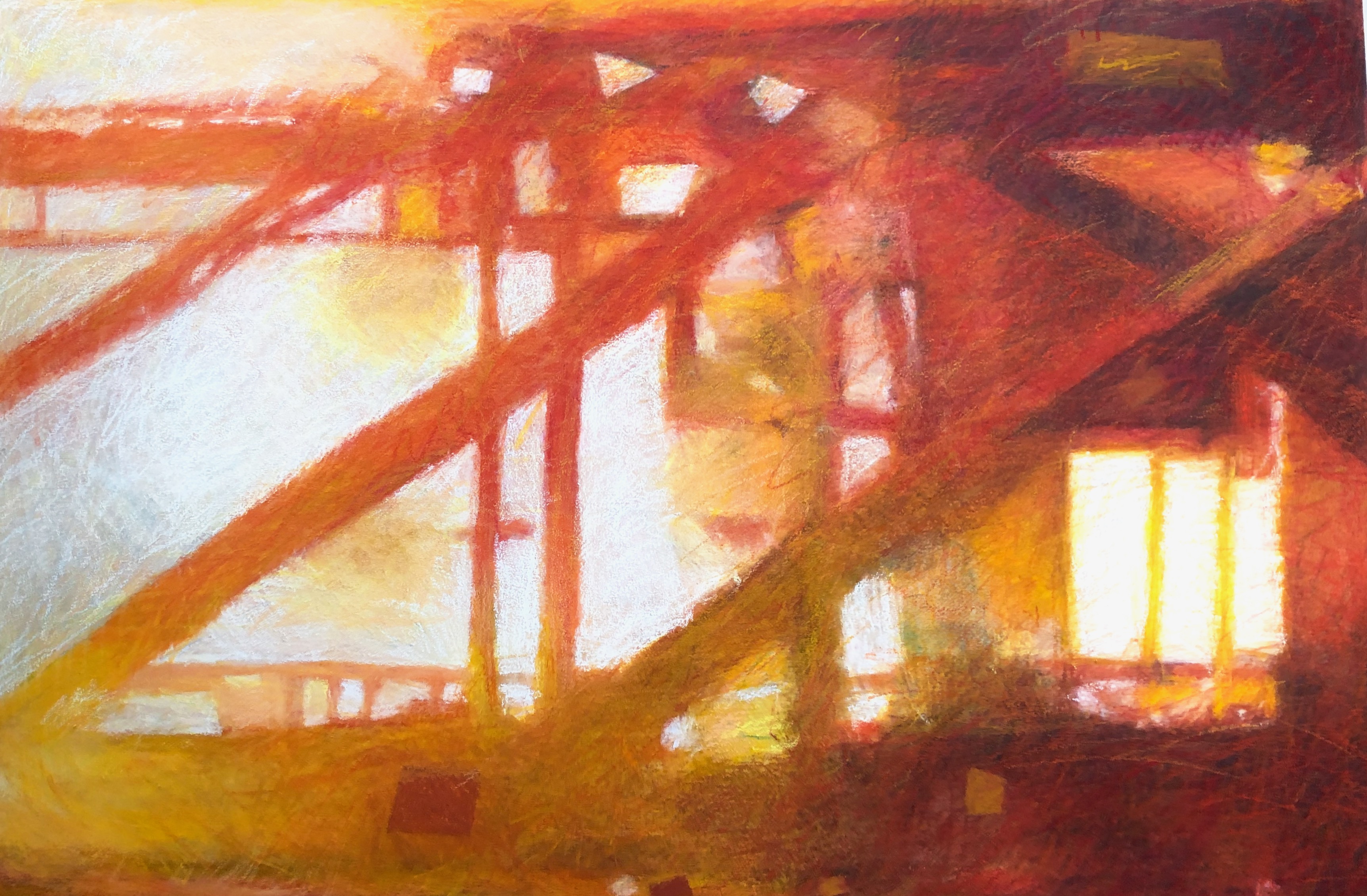 Cranes, Orange 36' x 24" by Aleda O'Connor