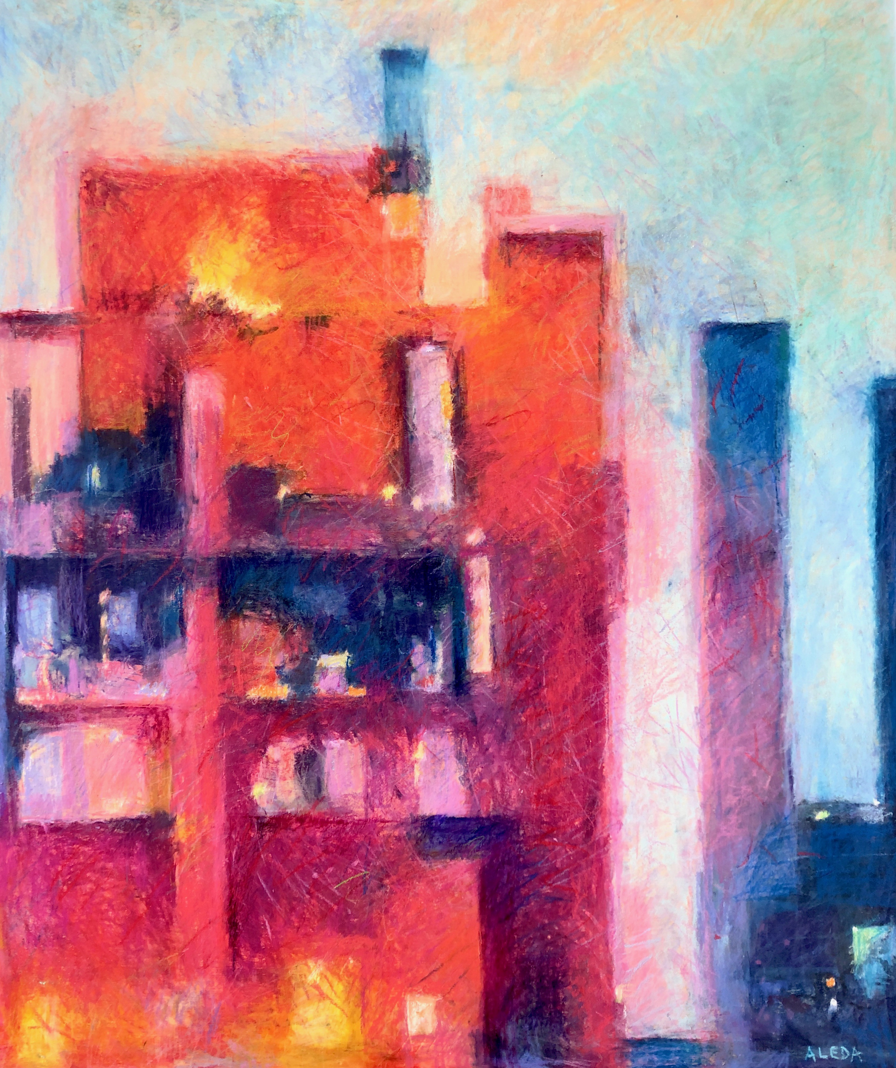 Towers, by Aleda O'Connor oil pastel