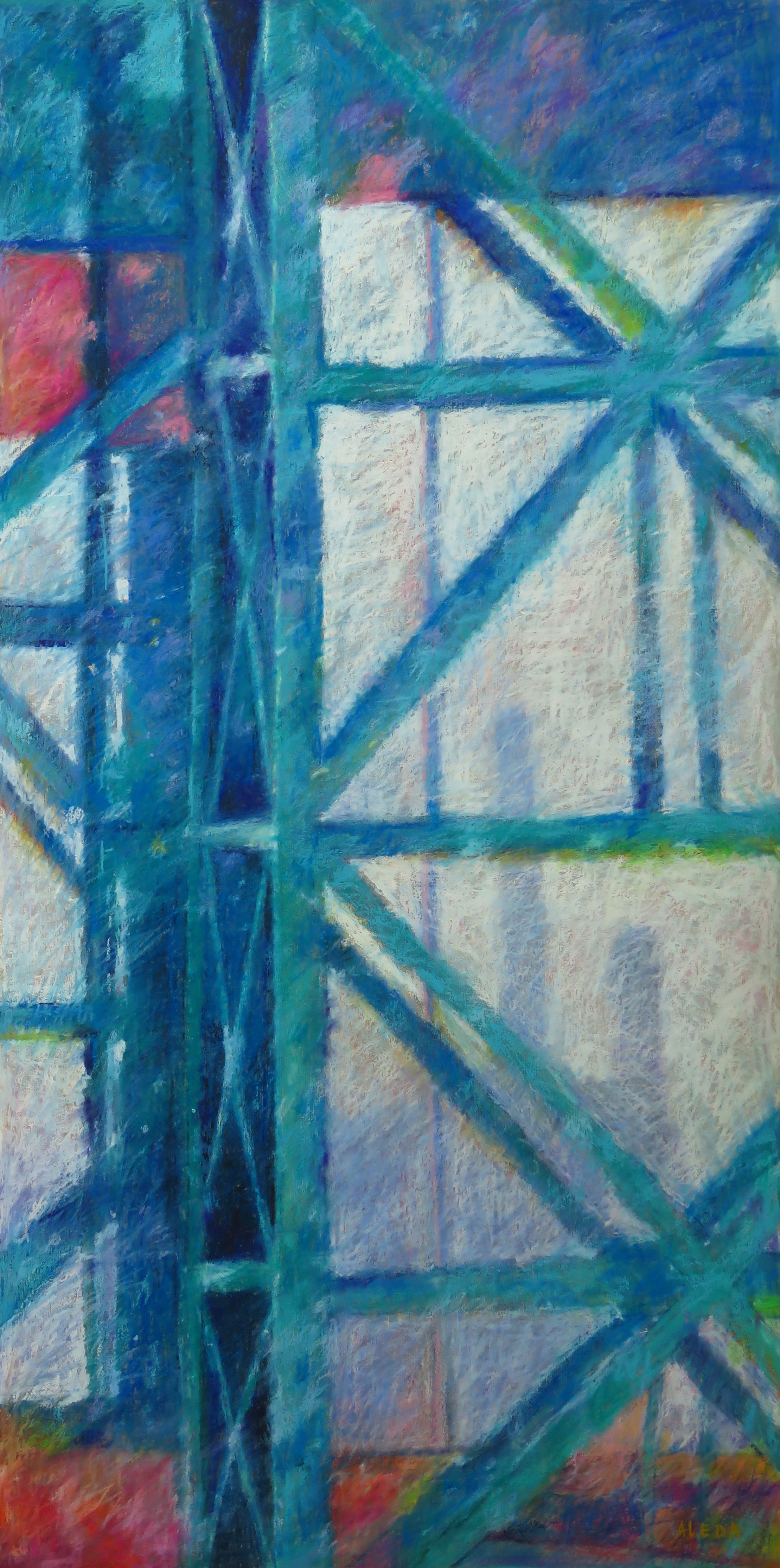 Girders 24x48" oil pastel by Aleda O'Connor