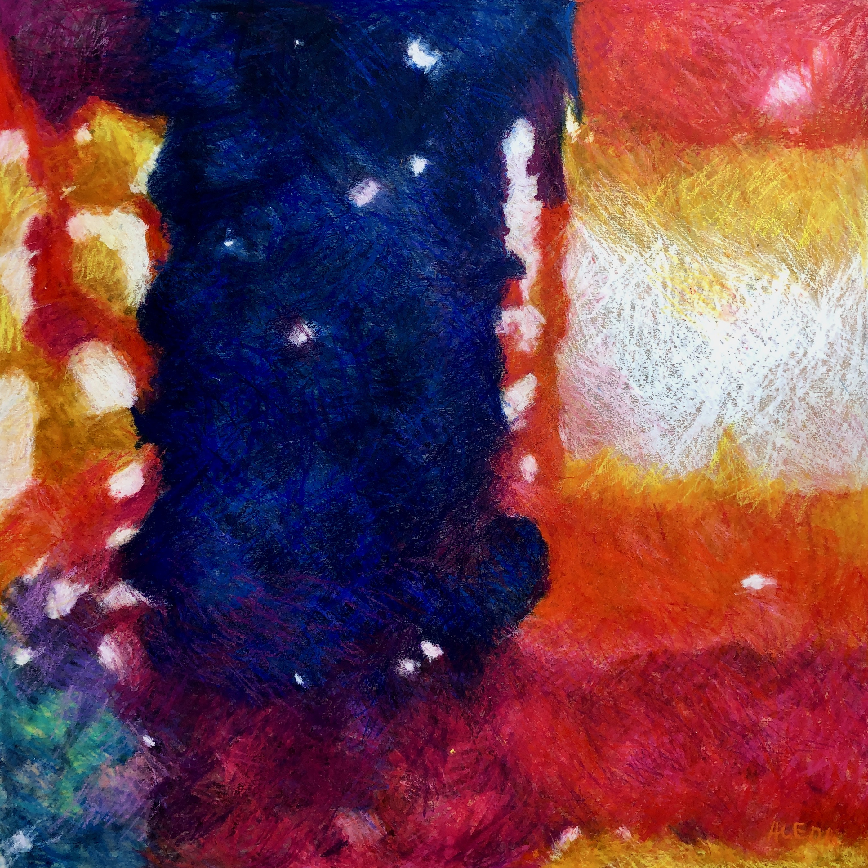 Night Mill Reduction 30x30" oil pastel by Aleda O'Connor