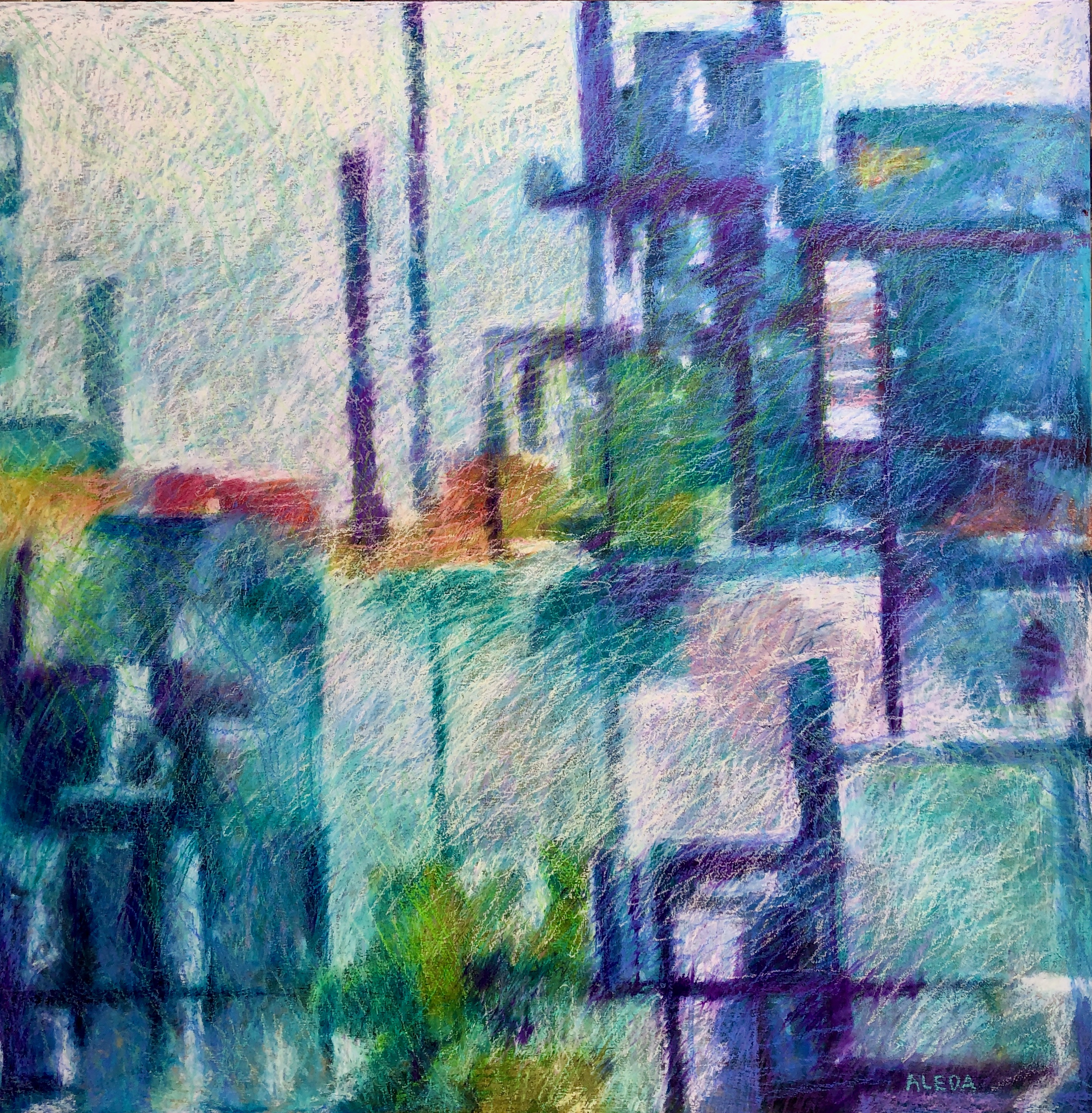 Building Blocks 30x30" oil pastel by Aleda O’Connor