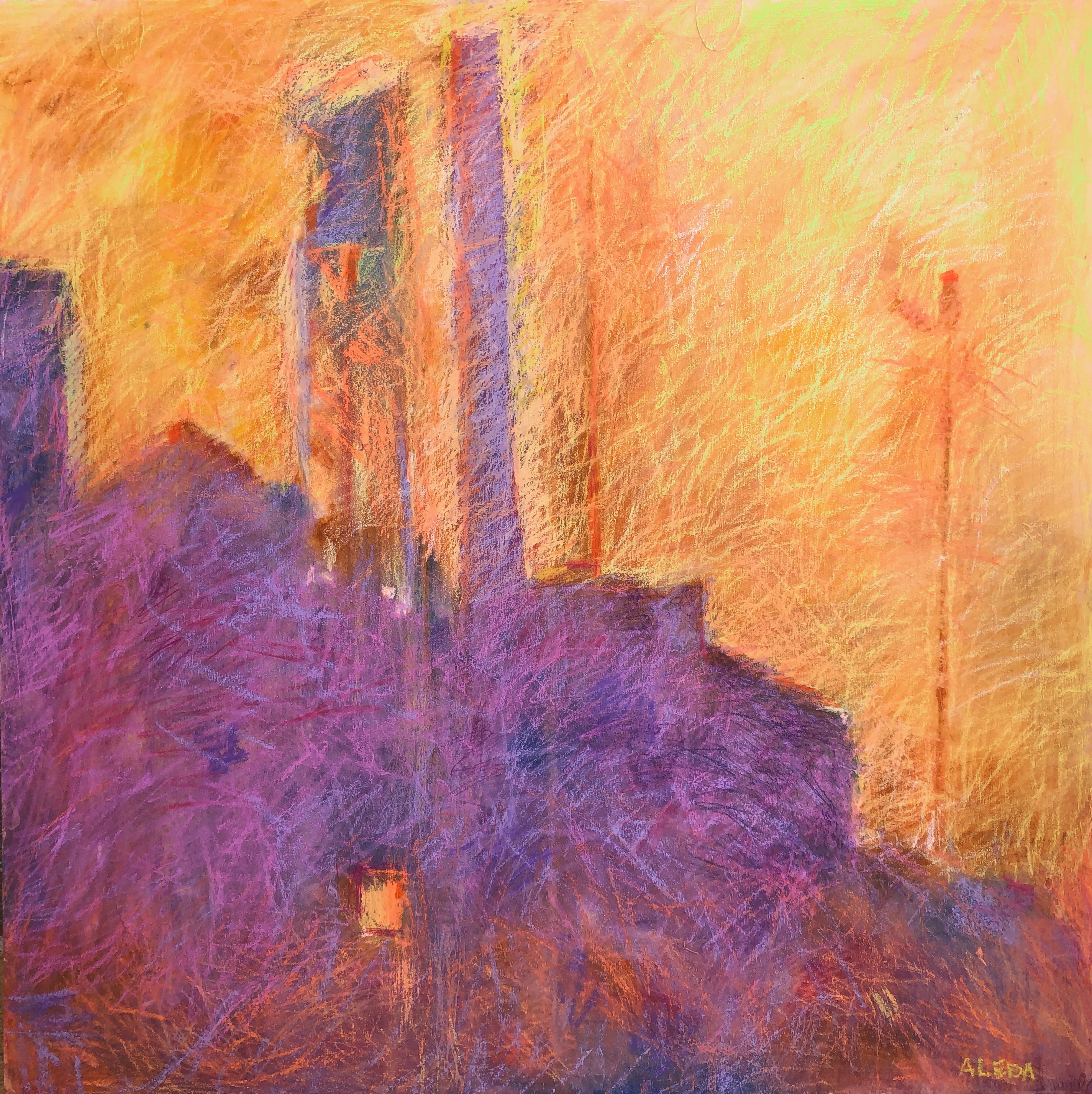 Silhouette 30x30" oil pastel by Aleda O'Connor