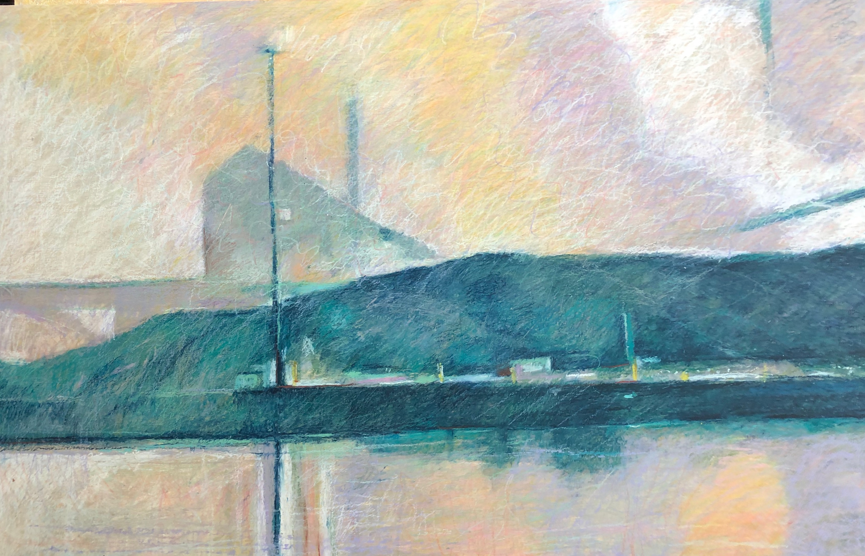 Turquoise Peninsula 24 x 36" oil pastel by Aleda O'Connor