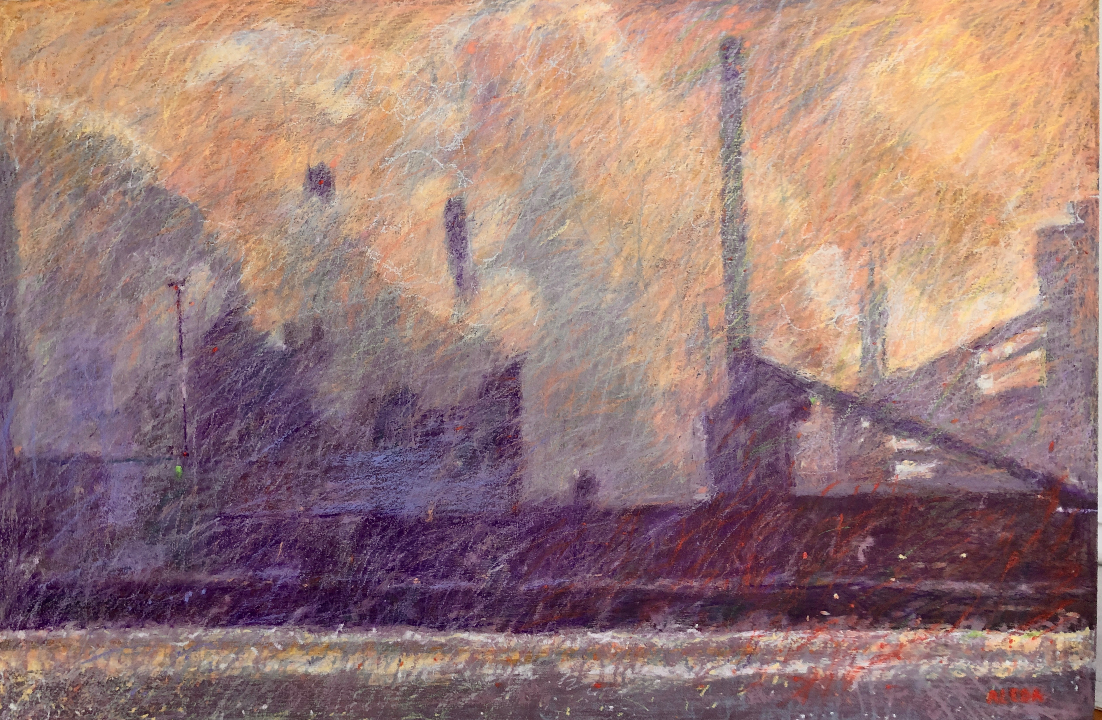 Sparkling Water, 24x36" oil pastel by Aleda O'Connor